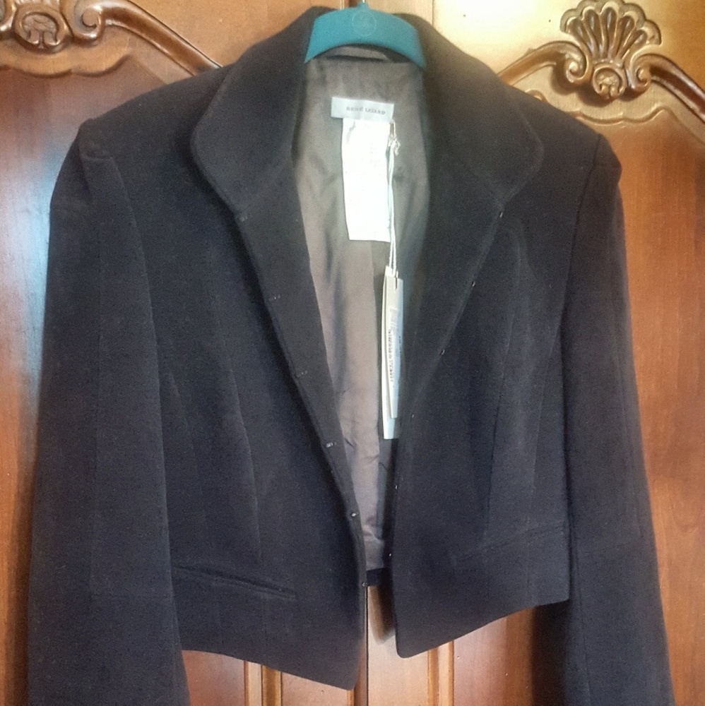 Rene Lezard | Black Wool Crop Jacket | Sz 4